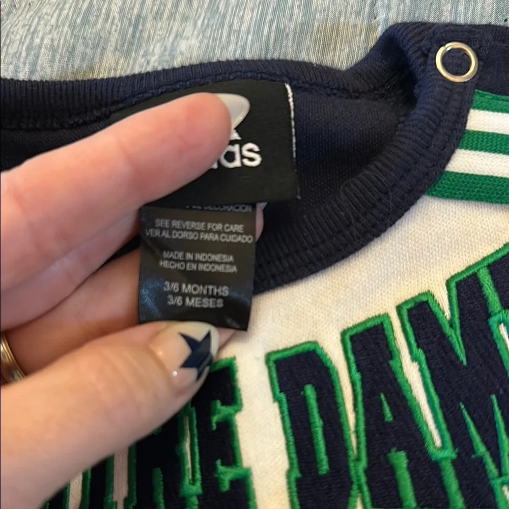 Adidas Notre Dame Navy & Green Baby Cheer Bodysuit